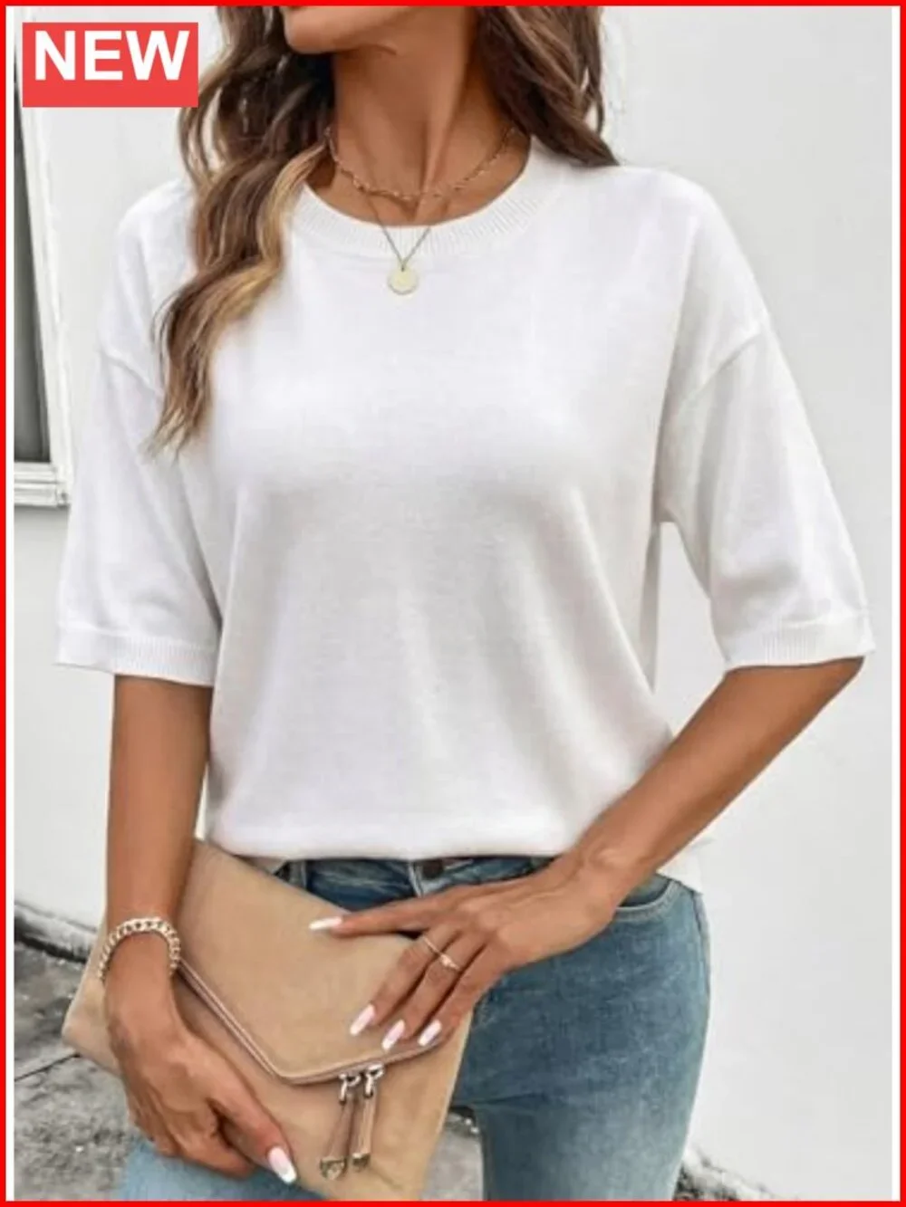 Dokotoo Womens Cotton Knit Short Sleeve Sweater Summer Top